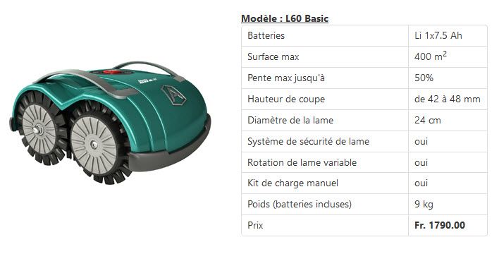 Robot tonte L60 - MG jardins