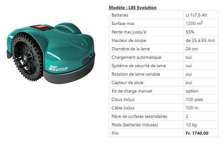 Robot tonte L85 - MG jardins